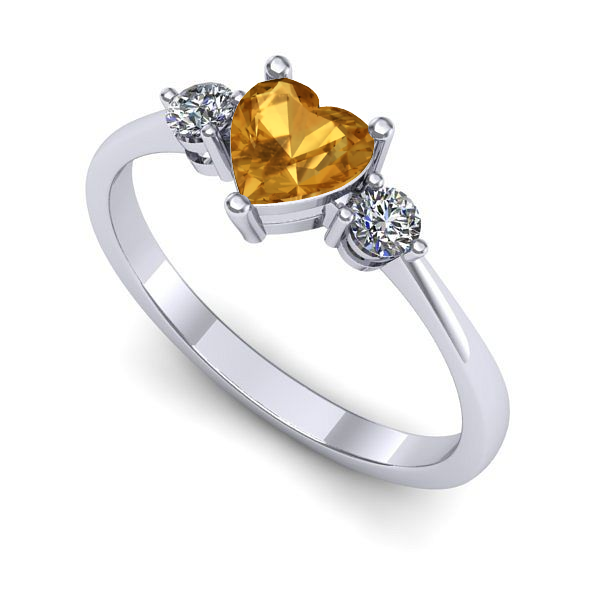 Inel logodna din aur alb cu citrin