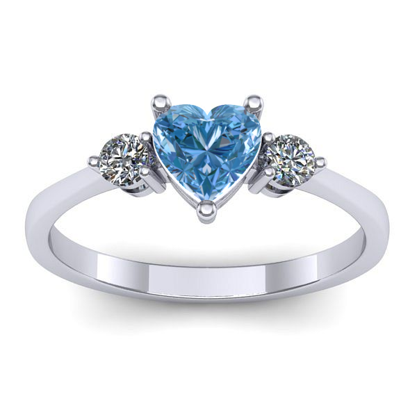 Inel logodna cu diamant de laborator albastru inima