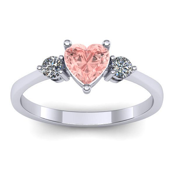 Inel cu diamant de laborator roz inima