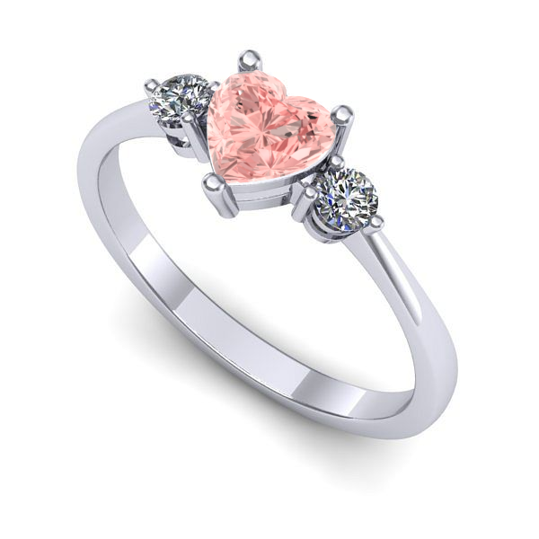 Inel logodna din aur alb cu diamant de laborator roz