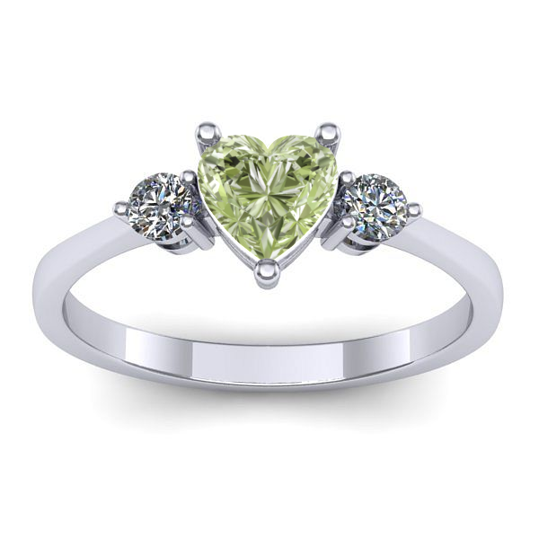 Inel de logodna cu diamant de laborator verde inima