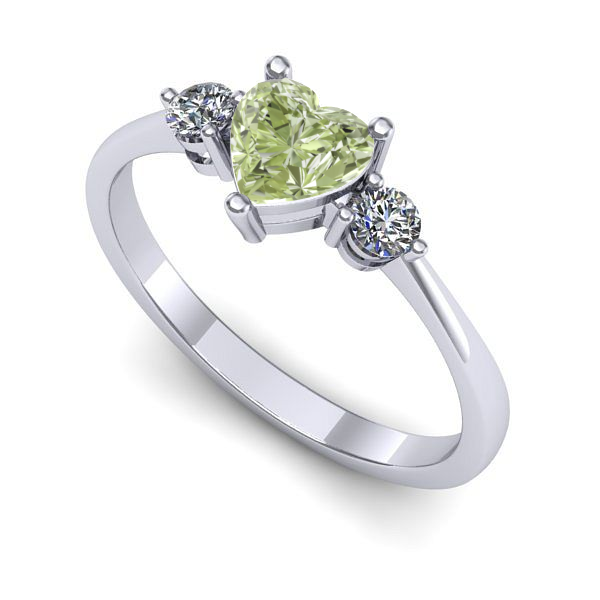 Inel de logodna din aur alb cu diamant de laborator verde