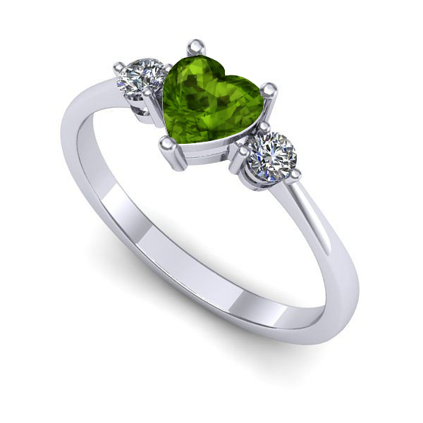 Inel de logodna din aur alb cu peridot