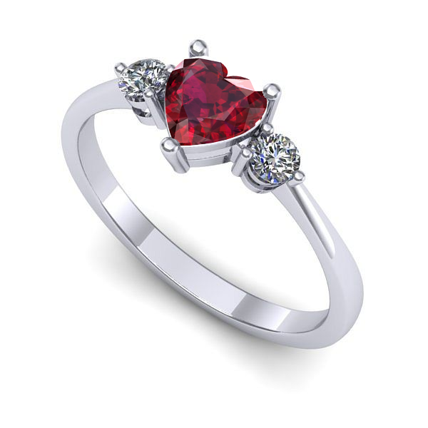 Inel de logodna din aur alb cu rubin