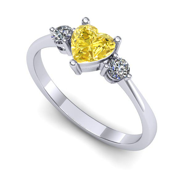 Inel de logodna din aur alb cu safir galben