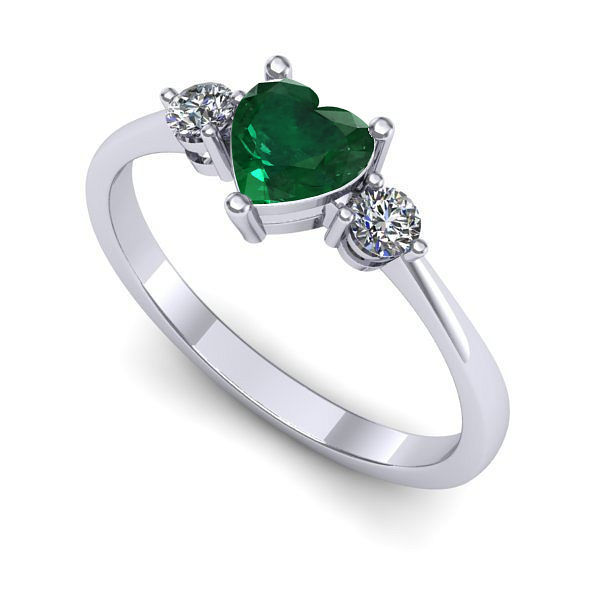 Inel din aur alb cu smarald