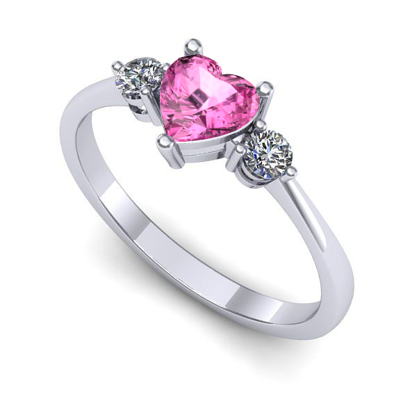 Inel din aur alb cu safir roz