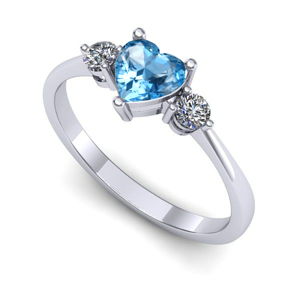 Inel din aur alb cu topaz blue