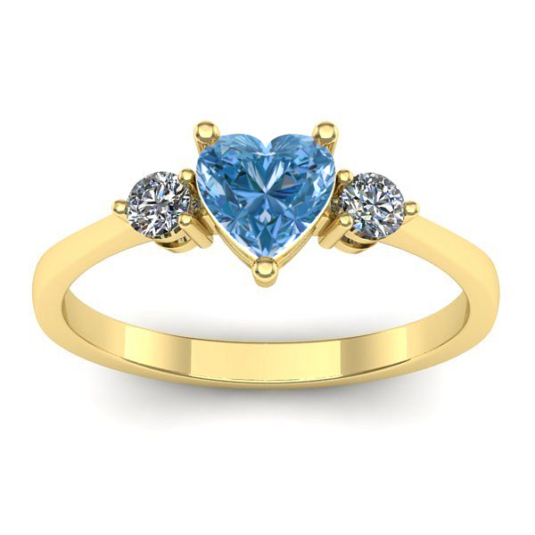 Inel de logodna cu diamant de laborator albastru inima