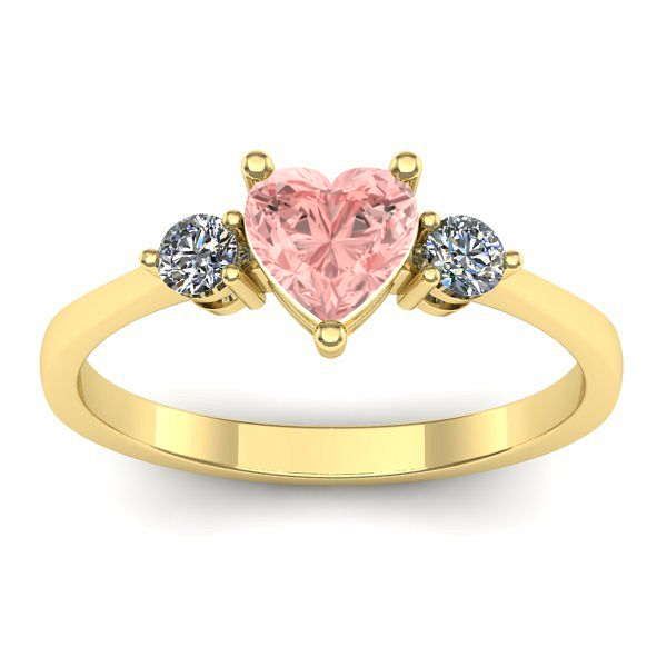 Inel cu diamant de laborator roz inima