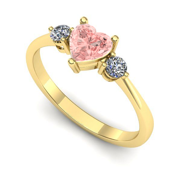 Inel de logodna din aur galben cu diamant de laborator roz