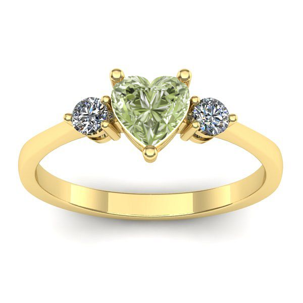 Inel logodna cu diamant de laborator verde inima