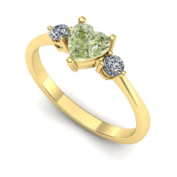 Inel de logodna din aur galben cu diamant de laborator verde