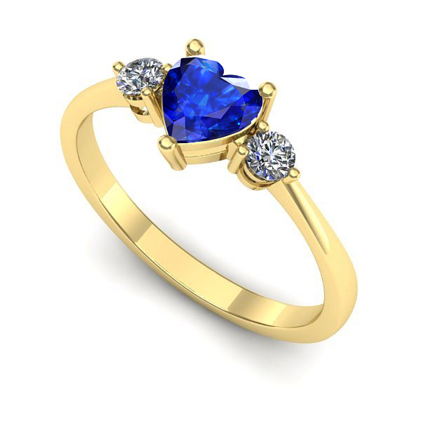 Inel logodna din aur galben cu safir