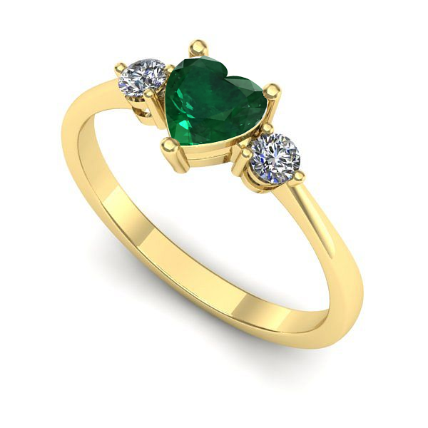 Inel logodna din aur galben cu smarald