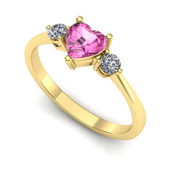 Inel logodna din aur galben cu safir roz