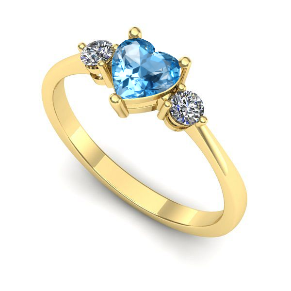 Inel logodna din aur galben cu topaz blue