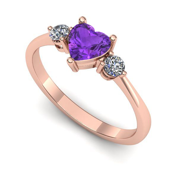 Inel din aur roz cu ametist