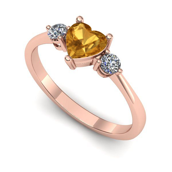 Inel din aur roz cu citrin