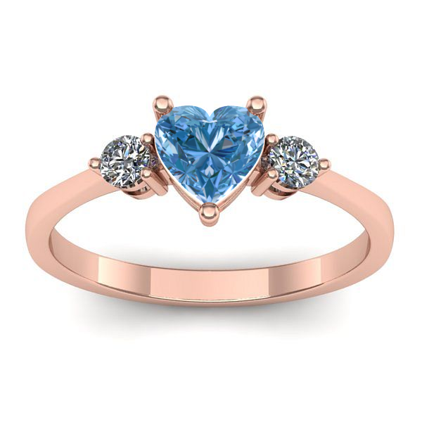 Inel cu diamant de laborator albastru inima