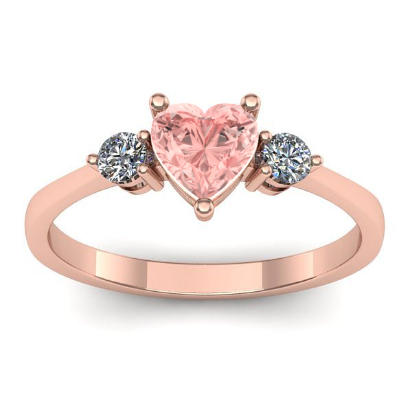 Inel logodna cu diamant de laborator roz inima