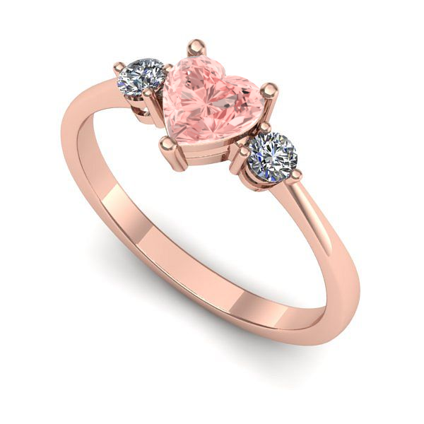 Inel de logodna din aur roz cu diamant de laborator roz