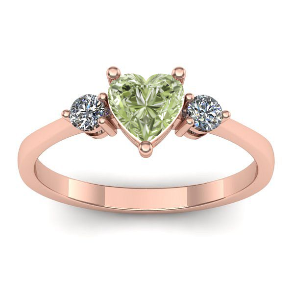 Inel cu diamant de laborator verde inima