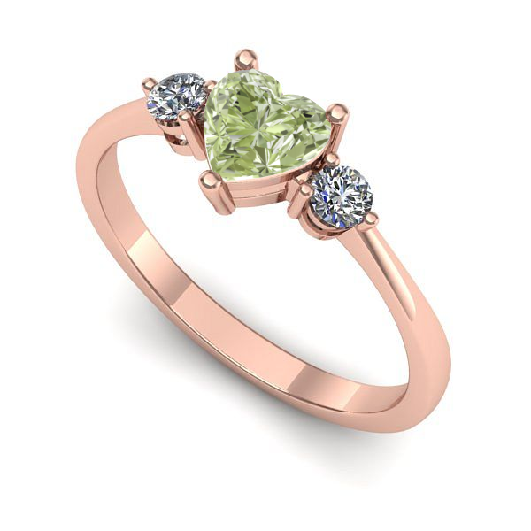 Inel din aur roz cu diamant de laborator verde