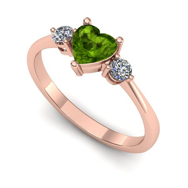 Inel logodna din aur roz cu peridot