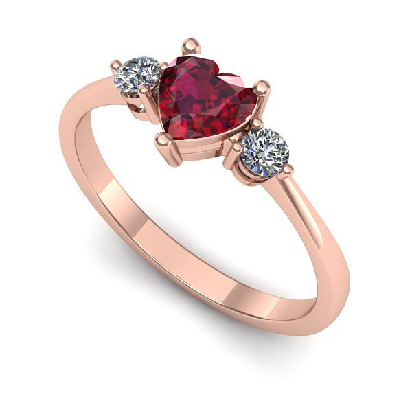 Inel logodna din aur roz cu rubin