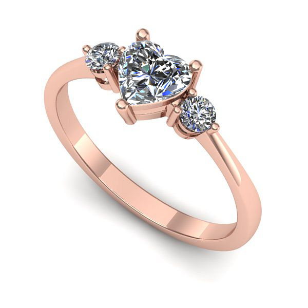 Inel de logodna din aur roz cu safir alb