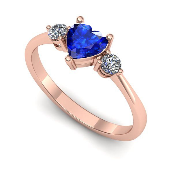 Inel de logodna din aur roz cu safir