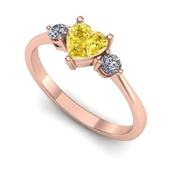 Inel din aur roz cu safir galben