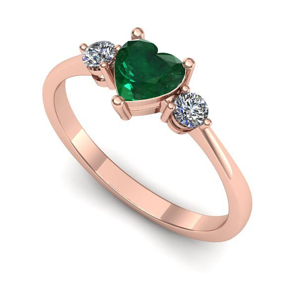 Inel din aur roz cu smarald