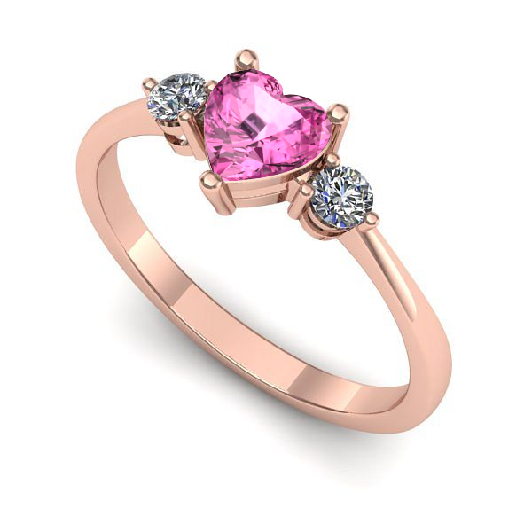 Inel logodna din aur roz cu safir roz