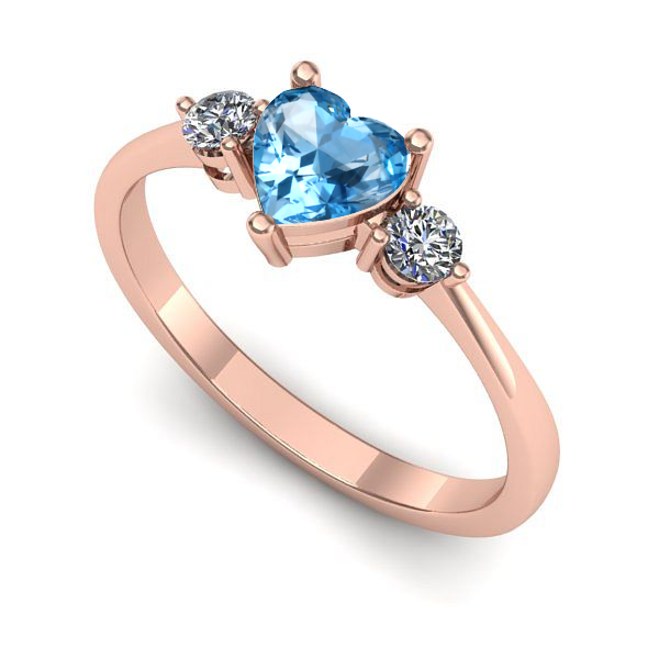 Inel logodna din aur roz cu topaz blue