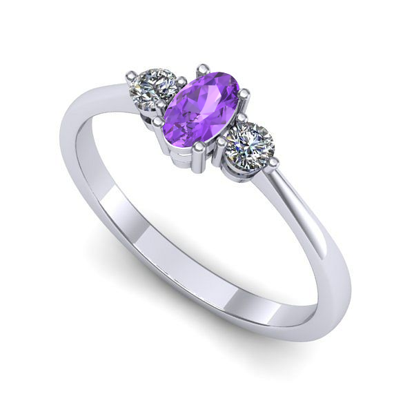 Inel din aur alb cu ametist