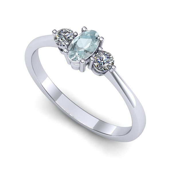 Inel din aur alb cu aquamarin