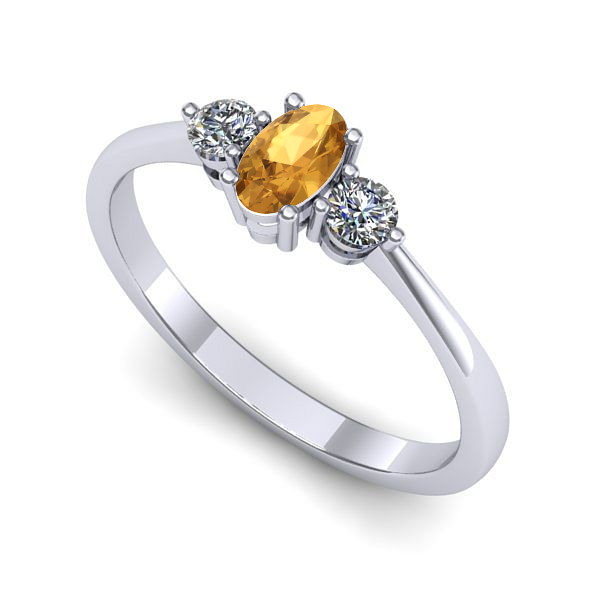 Inel din aur alb cu citrin