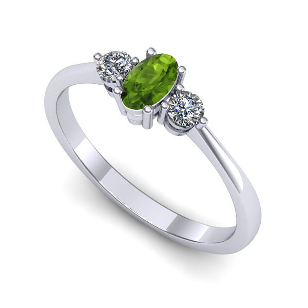 Inel de logodna din aur alb cu peridot