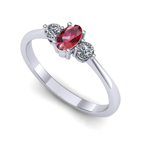 Inel din aur alb cu rubin