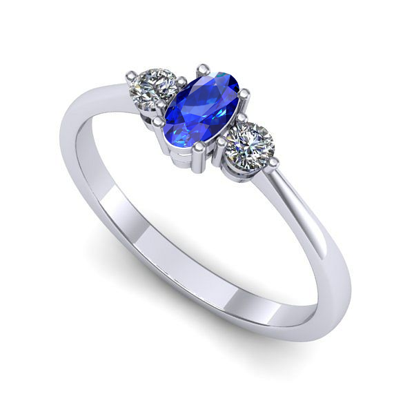 Inel din aur alb cu safir