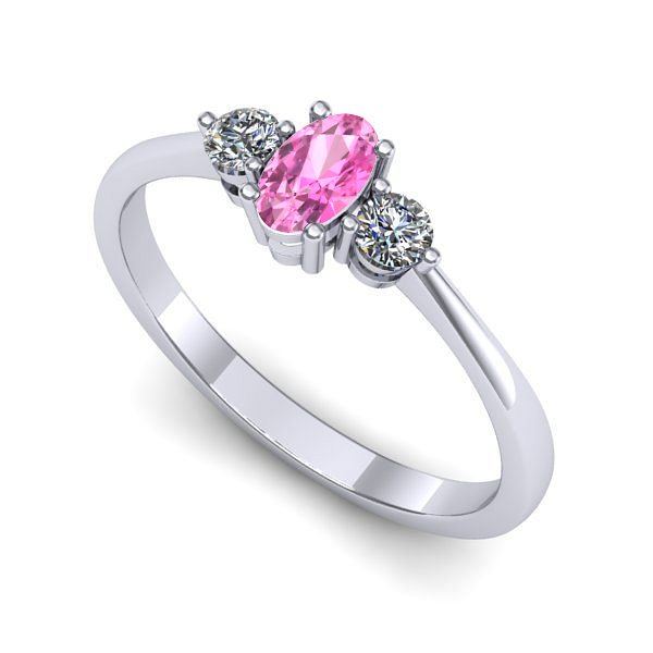 Inel de logodna din aur alb cu safir roz