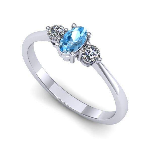 Inel logodna din aur alb cu topaz blue