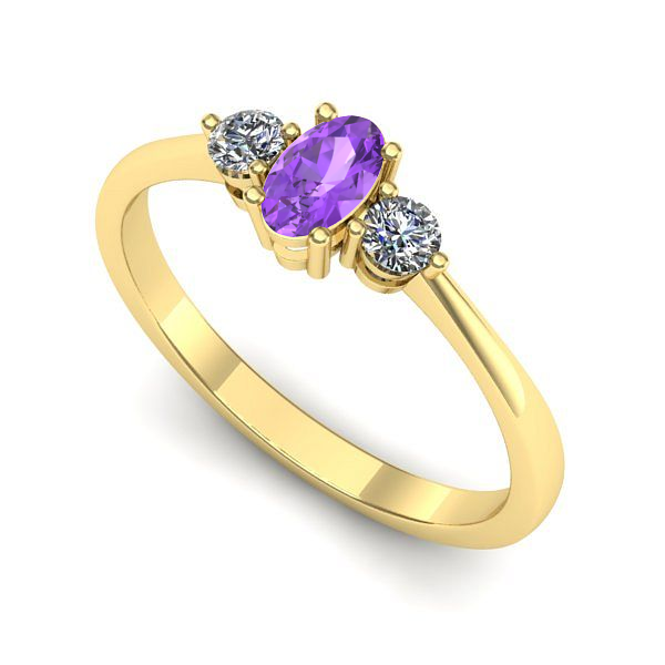 Inel din aur galben cu ametist