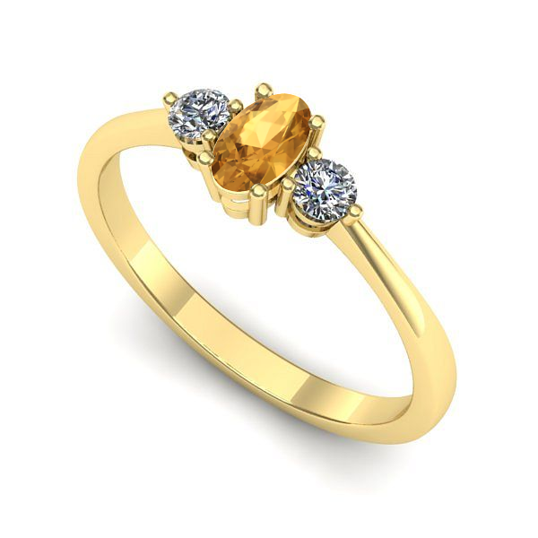 Inel logodna din aur galben cu citrin