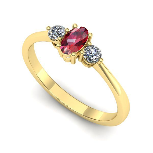 Inel logodna din aur galben cu rubin
