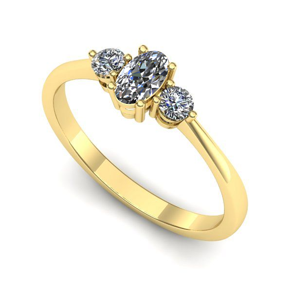 Inel din aur galben cu safir alb