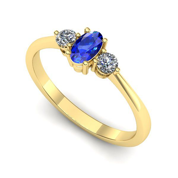 Inel logodna din aur galben cu safir