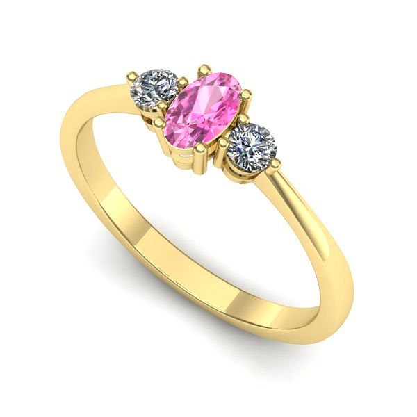 Inel din aur galben cu safir roz